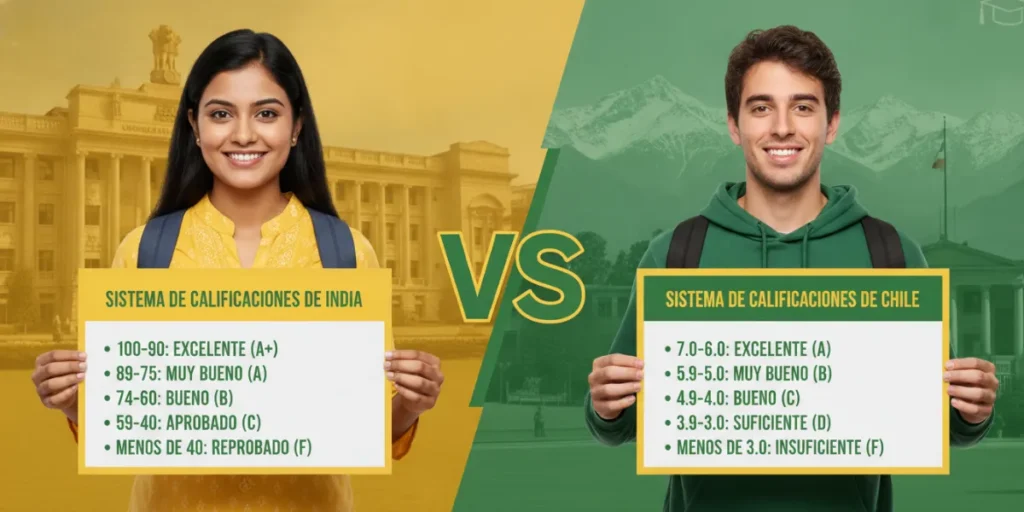 Sistema de calificaciones de India vs. sistema de calificaciones de Chile