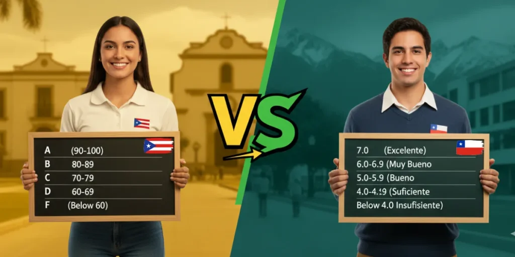 Sistema de calificaciones de Puerto Rico vs sistema de calificaciones de Chile