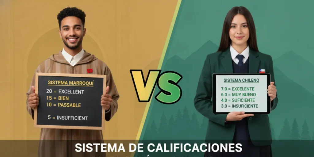 Sistema de calificaciones marroquí vs. sistema de calificaciones chileno