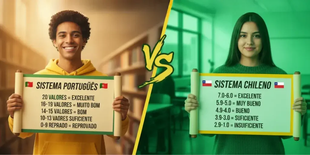 Sistema de calificaciones portugués vs sistema de calificaciones chileno

