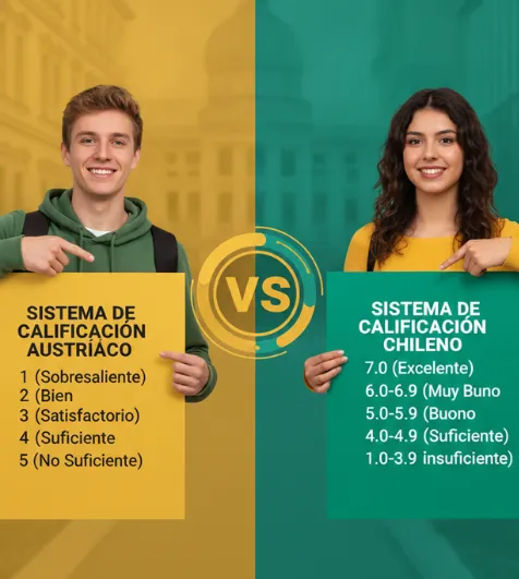 Sistema de notas austríaco vs. sistema de notas chileno