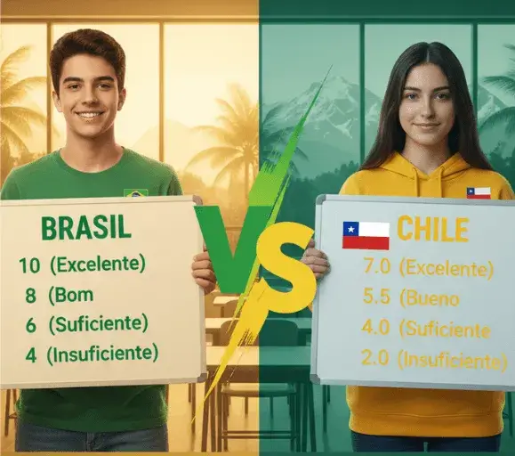 Sistema de notas de Brasil vs sistema de notas de Chile