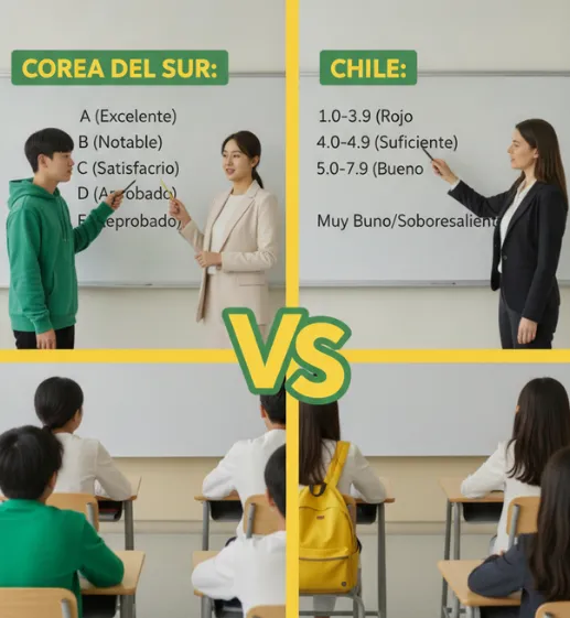 Sistema de notas de Corea del Sur vs. el sistema de notas de Chile