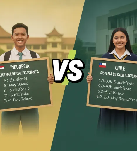 Sistema de notas de Indonesia vs. sistema de notas de Chile