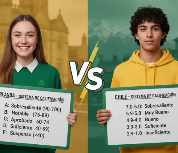 Sistema de notas de Irlanda vs sistema de notas de Chile