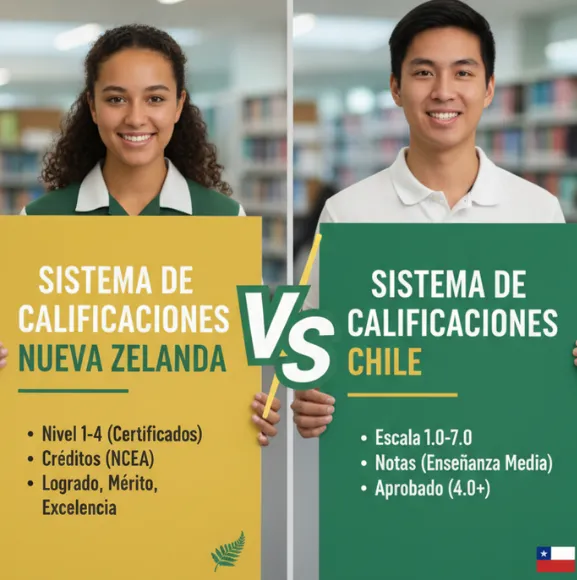 Sistema de notas de Nueva Zelanda vs sistema de notas de Chile