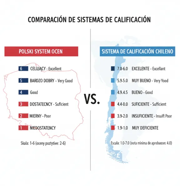 comparar los dos sistemas de calificación polaco vs. chileno