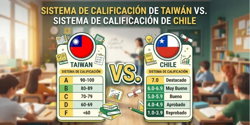 Sistema de calificación de Taiwán vs. sistema de calificación de Chile