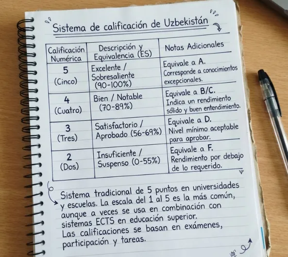 Sistema de calificación de Uzbekistán