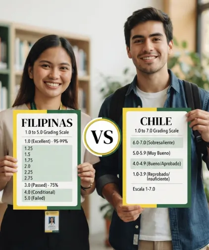 Sistema de calificaciones de Filipinas vs. sistema de calificaciones de Chile