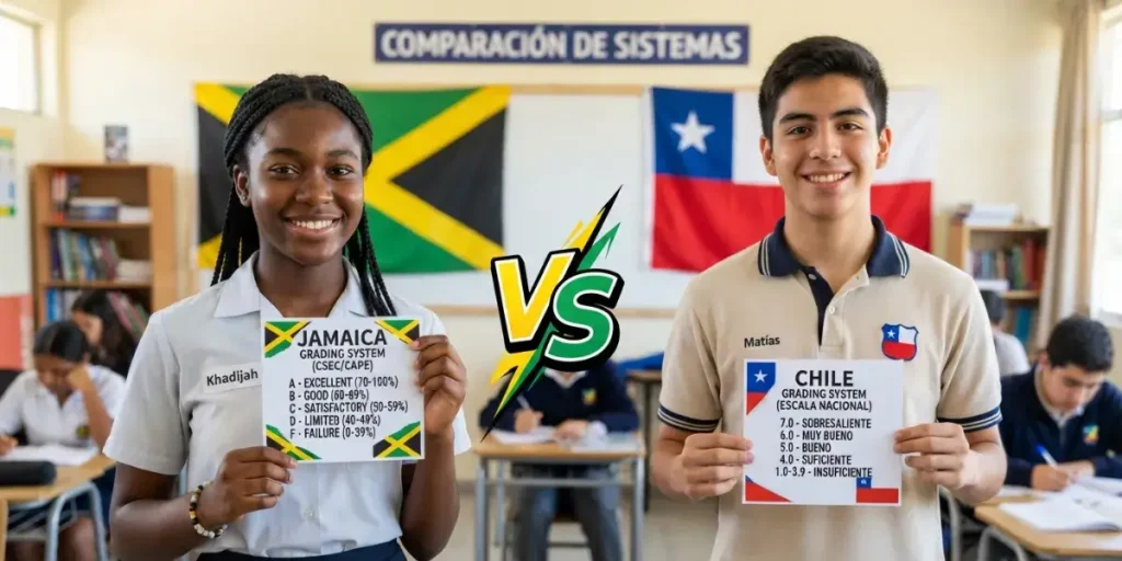 Sistema de calificaciones de Jamaica vs. sistema de calificaciones de Chile