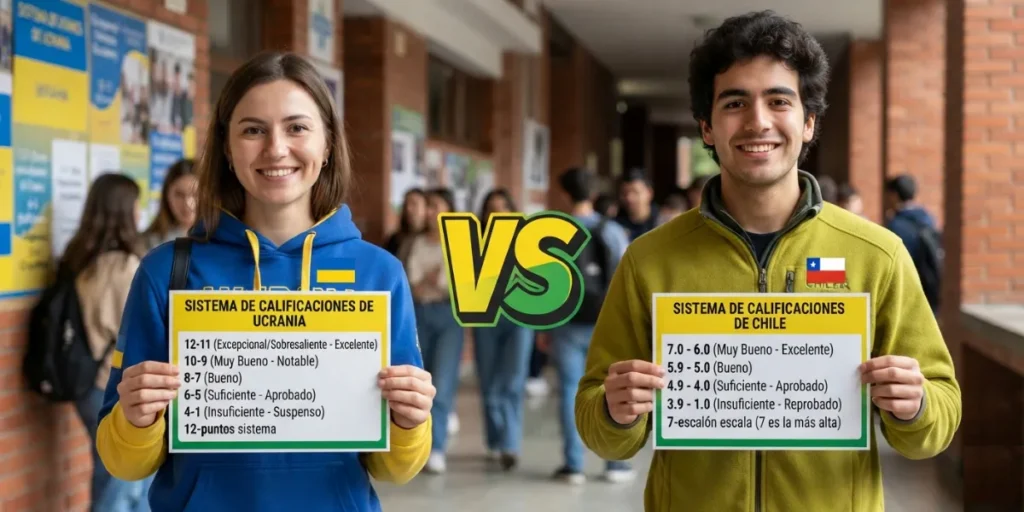 Sistema de calificaciones de Ucrania vs. sistema de calificaciones de Chile