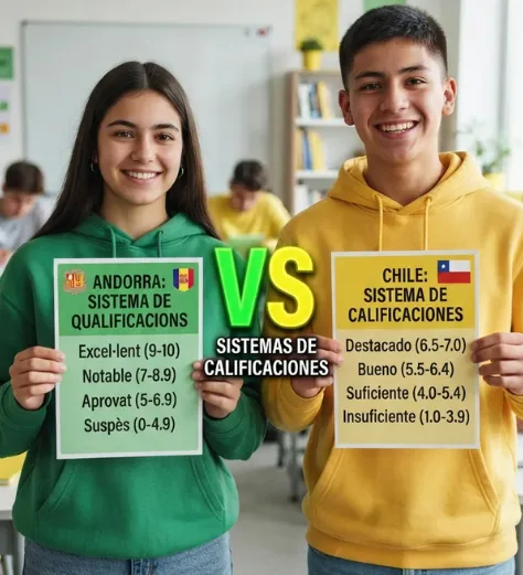 Sistema de notas de Andorra vs. sistema de notas de Chile