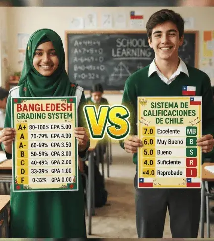 Sistema de notas de Bangladés vs. sistema de notas de Chile