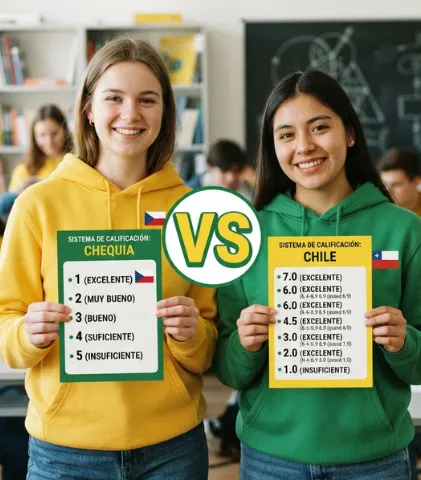 Sistema de notas de Chequia vs. sistema de notas de Chile