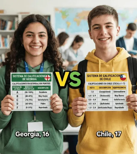 Sistema de notas de Georgia vs. sistema de notas de Chile