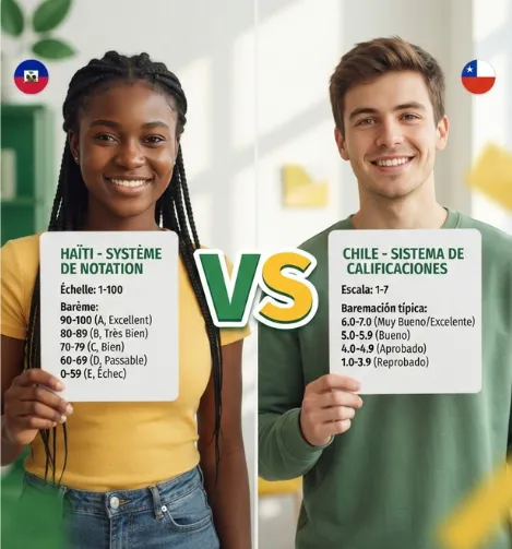 Sistema de notas de Haití vs. sistema de notas de Chile