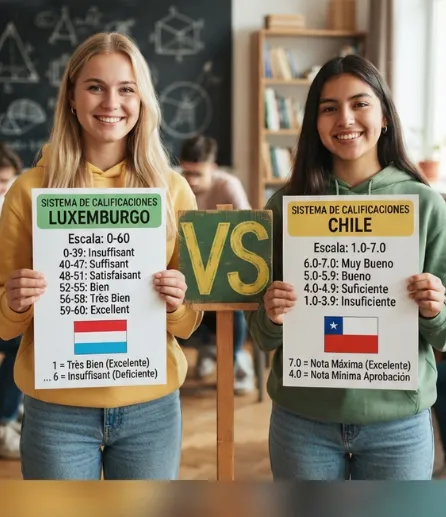Sistema de notas de Luxemburgo vs. sistema de notas de Chile