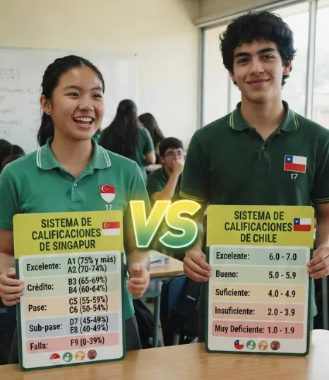 Sistema de notas de Singapur vs sistema de notas de Chile