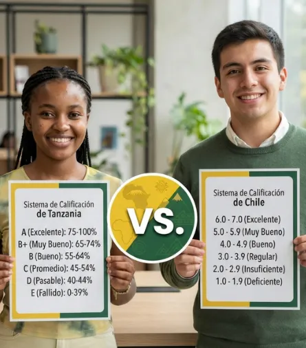 Sistema de notas de Tanzania vs. notas de Calificación de Chile