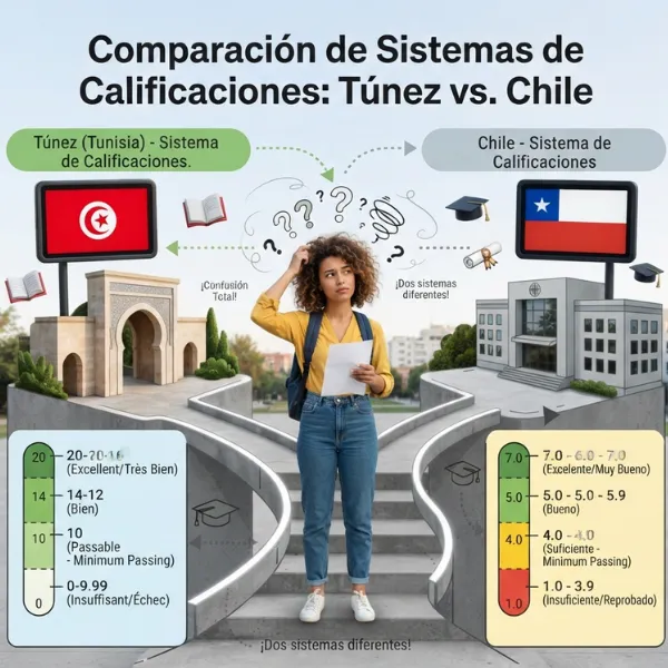 Sistema de notas de Túnez vs. sistema de notas de Chile