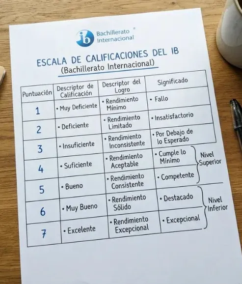 Escala de calificación del Bachillerato Internacional IB