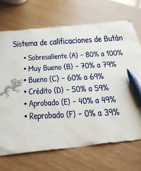 escala de calificaciones de Bután