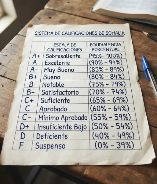 escala de calificaciones de Somalia